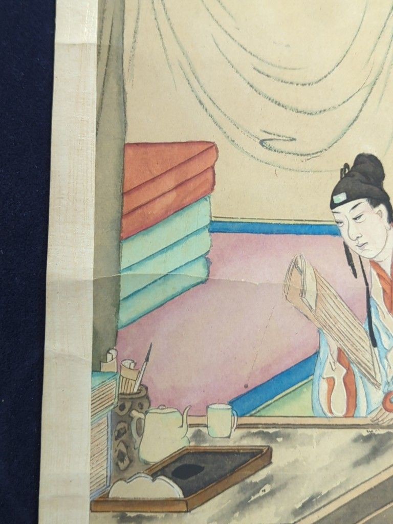 A pair of Chinese scrolls, watercolour on paper, late 19th/early 20th century, image cm x cm